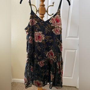 Floral velvet mini dress